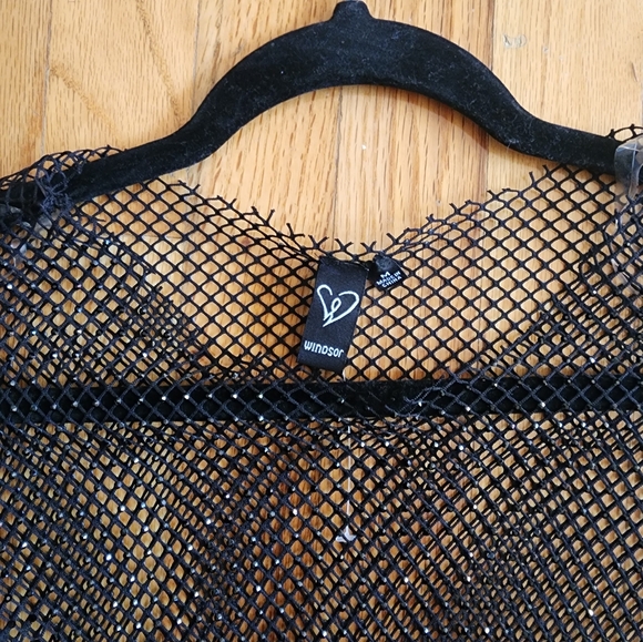 Windsor Women's Long Sleeve Sparkly Black Netted Top - Picture 5 of 5